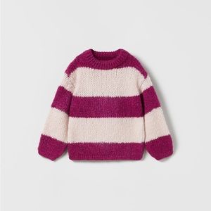 NWT Zara 2-3Y striped knit sweater pink